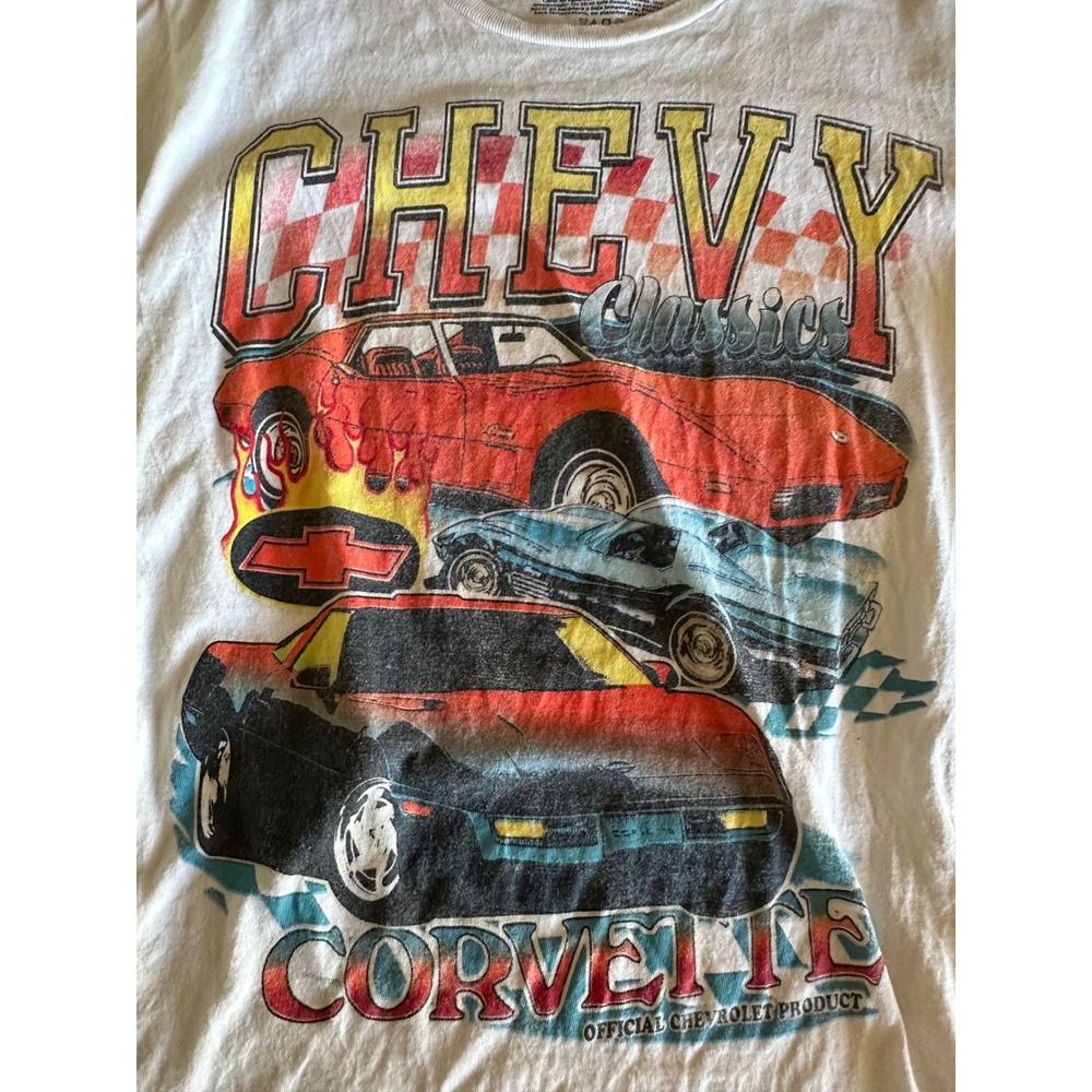 Chemistry Chevy Classics Corvette Graphic T-Shirt White Men's Size Medium